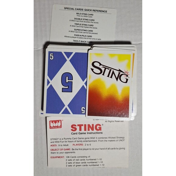 Vintage Sting Card Game by International Games Inc (1984) – Complete Set w/ Inst - Picture 3 of 3